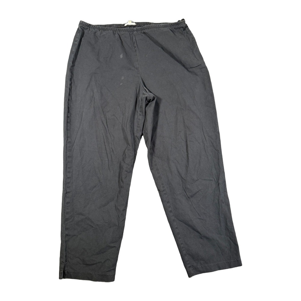 Eileen Fisher Black Organic Cotton Stretch Cropped Pants Womens Large L NWOT